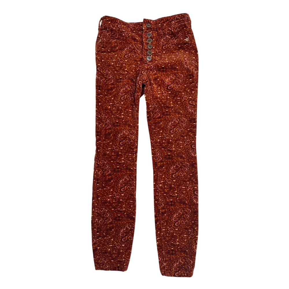 Anthropologie Pilcro Corduroy‎ High Rise Skinny Pants 25 Button Fly Paisley